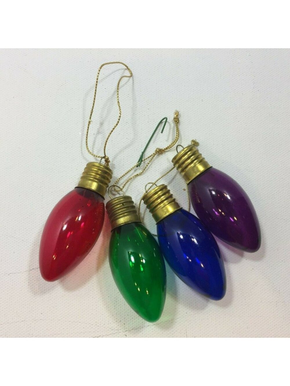 Colored Light Bulb Christmas Tree Ornament Lights Happy Holiday Decor Set Of 4 